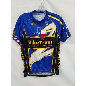 TEXAS Cycling Jersey Men Medium Blue Activewear Racing Top Full Zip